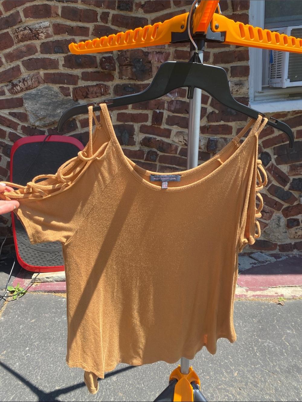 Cold-Shoulder Tie-Detail Tank Top in Mustard